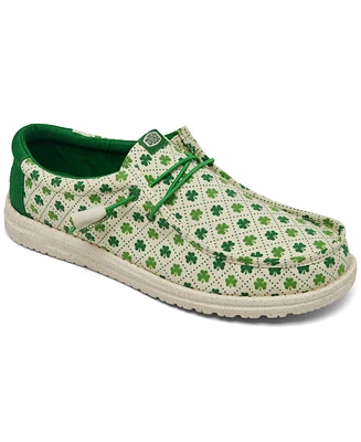 Hey Dude Men's Wally Luck Shamrock Print Casual Moccasin Slip-On Sneakers from Finish Line