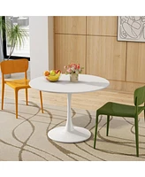 Simplie Fun Modern 42" Round Dining Table with Metal Base