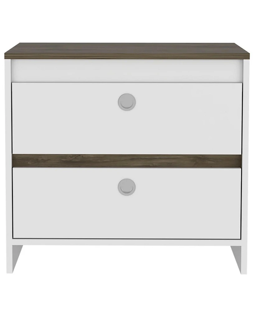 Simplie Fun Otom Nightstand, Superior Top, One Open Shelf, One Drawer, Four Legs - Smokey Oak White