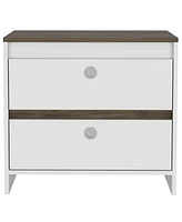 Simplie Fun Otom Nightstand, Superior Top, One Open Shelf, One Drawer, Four Legs - Smokey Oak White