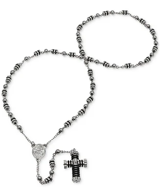 Steeltime Men's Stainless Steel Prayer Rosary 27" Lariat Necklace