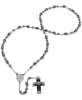 Steeltime Men's Stainless Steel Prayer Rosary 27" Lariat Necklace