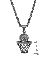 Steeltime Men's 18K Gold Plated stainless steel Basketball Hoop Simulated Diamond Pendant