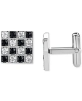 Blackjack Men's Cubic Zirconia Checkerboard Square Cufflinks Stainless Steel