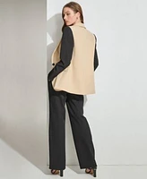 Dkny Womens Colorblocked One Button Blazer Sleeveless Chiffon Button Up Blouse Mid Rise Fine Stretch Twill Cargo Pants