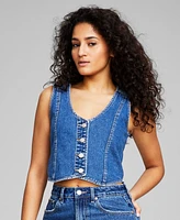 And Now This Women's Cropped Denim Vest, Created for Macy's