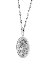 Blackjack Men's Cubic Zirconia Lion Head Framed Disc 30" Pendant Necklace