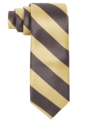 Tayion Collection Men's Brown Gold Stripe Tie