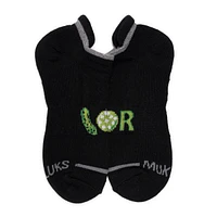 Muk Luks Men's 6 Pack Pickleball Ankle Socks, Black/Green, One Size