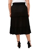 Vince Camuto Plus Pull-On Tiered Midi Skirt