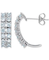 Lab Grown Aquamarine Half Hoop Earrings (1-1/8 ct. t.w.) in Sterling Silver