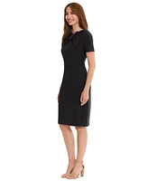 London Times Women's Side Tie-Neck Sheath Dress