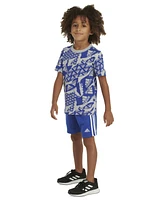 adidas Toddler & Little Boys 2-Pc. Logo Graphic T-Shirt 3-Stripes Shorts Set