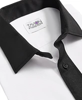 Tayion Collection Men's Slim-Fit Black Trim Solid Dress Shirt