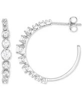 Cubic Zirconia Graduated & Tapered Small Hoop Earrings, 0.79"