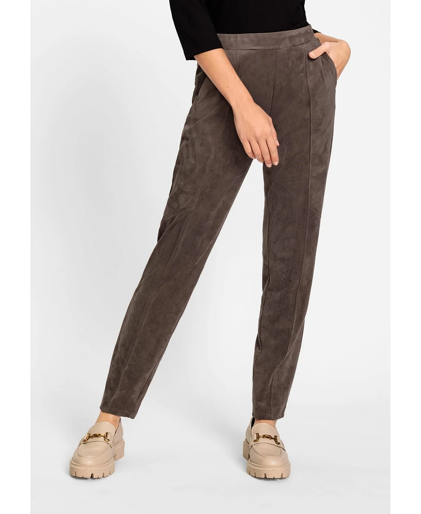 Olsen Women's Lisa Fit Straight Leg Faux Suede Pull-On Pant