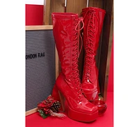 London Rag Snowflakes High Platform Calf Boots