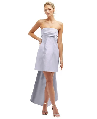 Strapless Satin Column Mini Dress with Oversized Bow