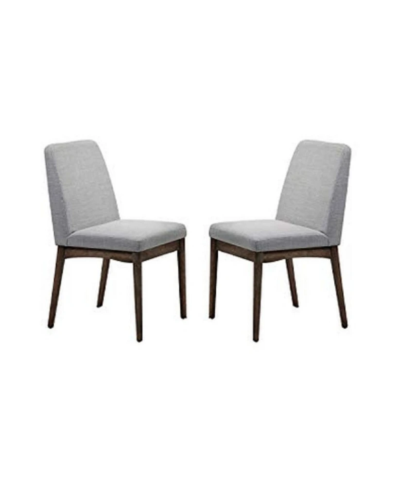 Simplie Fun Mid-Century Style Dining Chairs 2 Pcs Set Solid Wood Fabric Upholstered Cushion Chair
