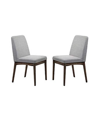 Simplie Fun Mid-Century Style Dining Chairs 2 Pcs Set Solid Wood Fabric Upholstered Cushion Chair