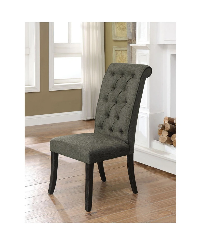 Simplie Fun Gray Fabric Tufted Dining Chairs Set