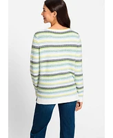 Olsen Women's Long Sleeve Pattern Stripe Pullover