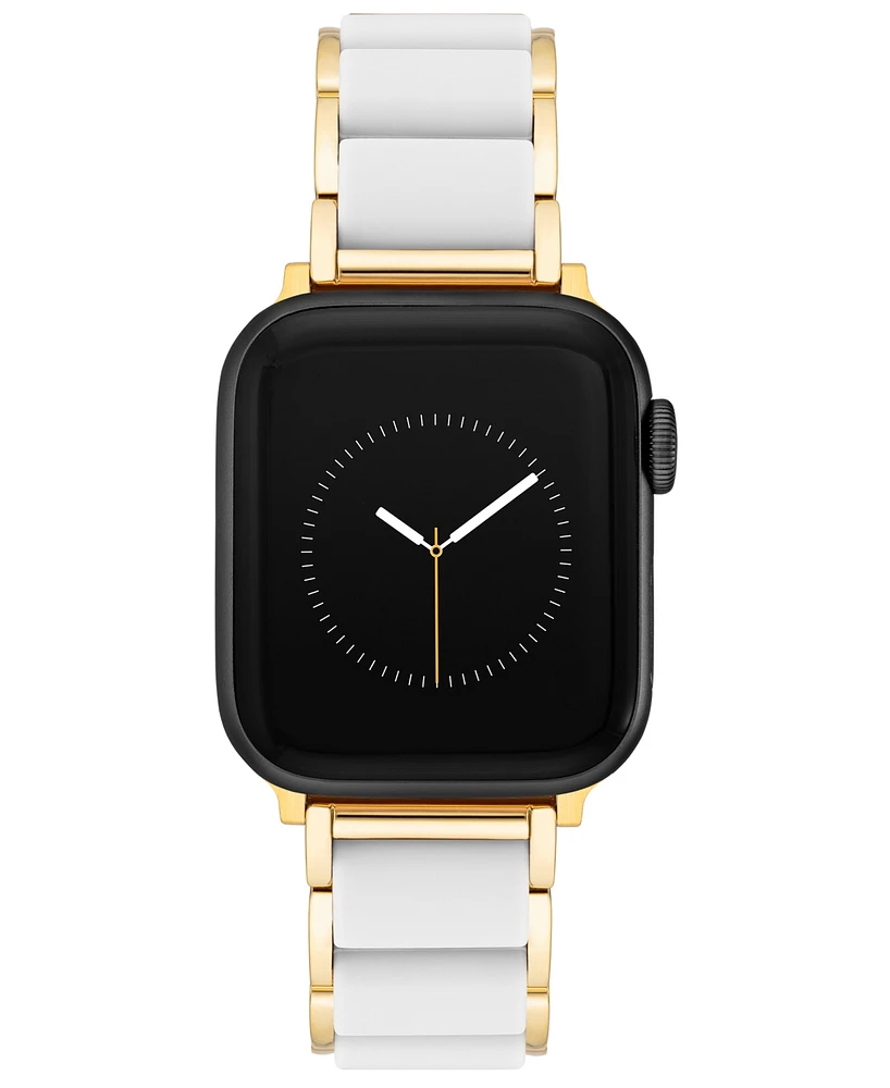 Anne Klein Women's Gold-Tone Alloy Metal and White Silicone Bracelet designed for Apple Watch 42mm (Series 1-3 only) & 44/45/46/49mm (Ultra & Ultra 2)