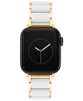 Anne Klein Women's Gold-Tone Alloy Metal and White Silicone Bracelet designed for Apple Watch 42mm (Series 1-3 only) & 44/45/46/49mm (Ultra & Ultra 2)