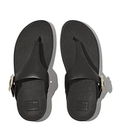 FitFlop Women's Lulu Crystal-Buckle Leather Toe-Post Sandals