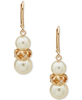 Anne Klein Gold-Tone Beaded Snowman Drop Earrings