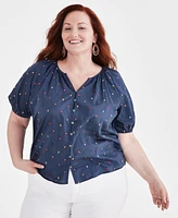 Style & Co Plus Embroidered Blouse, Created for Macy's