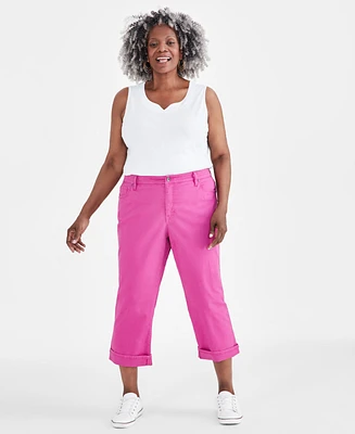 Style & Co Plus Curvy Roll-Cuff Capri Jeans, Created for Macy's