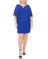 Msk Plus Keyhole Cape Overlay Dress