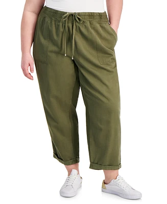 Tommy Hilfiger Plus High-Rise Cuffed Twill Pants