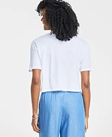 On 34th Women's Cropped Sequin Embellished Tee, Created for Macy's