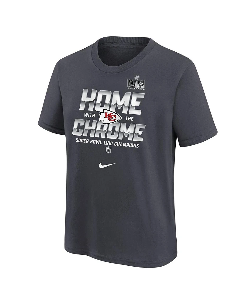 Big Boys Nike Anthracite Kansas City Chiefs Super Bowl Lviii Champions Parade T-shirt