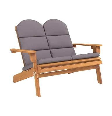 Adirondack Patio Bench with Cushions 49.6" Solid Wood Acacia