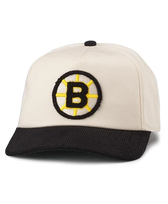 Men's American Needle Cream, Black Boston Bruins Burnett Adjustable Hat