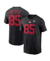 Men's Nike George Kittle Black San Francisco 49ers Super Bowl Lviii Patch Player Name and Number T-shirt