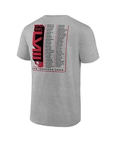 Men's Fanatics Heather Gray San Francisco 49ers 2023 Nfc Champions Two-Sided Roster Big and Tall T-shirt