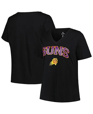 Women's Profile Black Phoenix Suns Plus Size Arch Over Logo V-Neck T-shirt