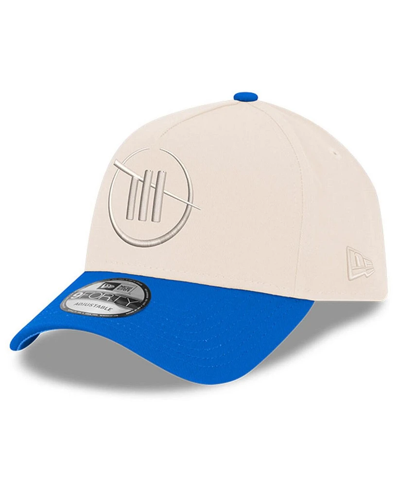 Men's New Era Cream, Blue Trackhouse Racing 9FORTY A-Frame Adjustable Hat