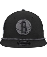 Men's New Era Black Brooklyn Nets Back Laurels 9FIFTY Snapback Hat