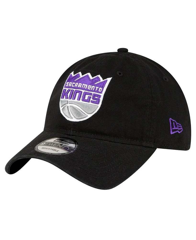 Men's New Era Black Sacramento Kings Team 2.0 9TWENTY Adjustable Hat