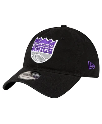 Men's New Era Black Sacramento Kings Team 2.0 9TWENTY Adjustable Hat