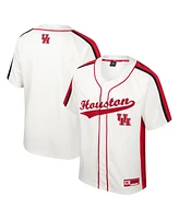 Men's Colosseum Cream Distressed Houston Cougars Ruth Button-Up Baseball Jersey