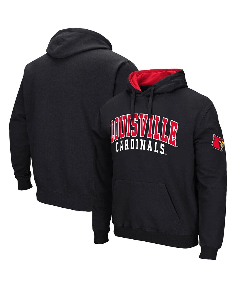 Men's Colosseum Black Louisville Cardinals Double Arch Pullover Hoodie