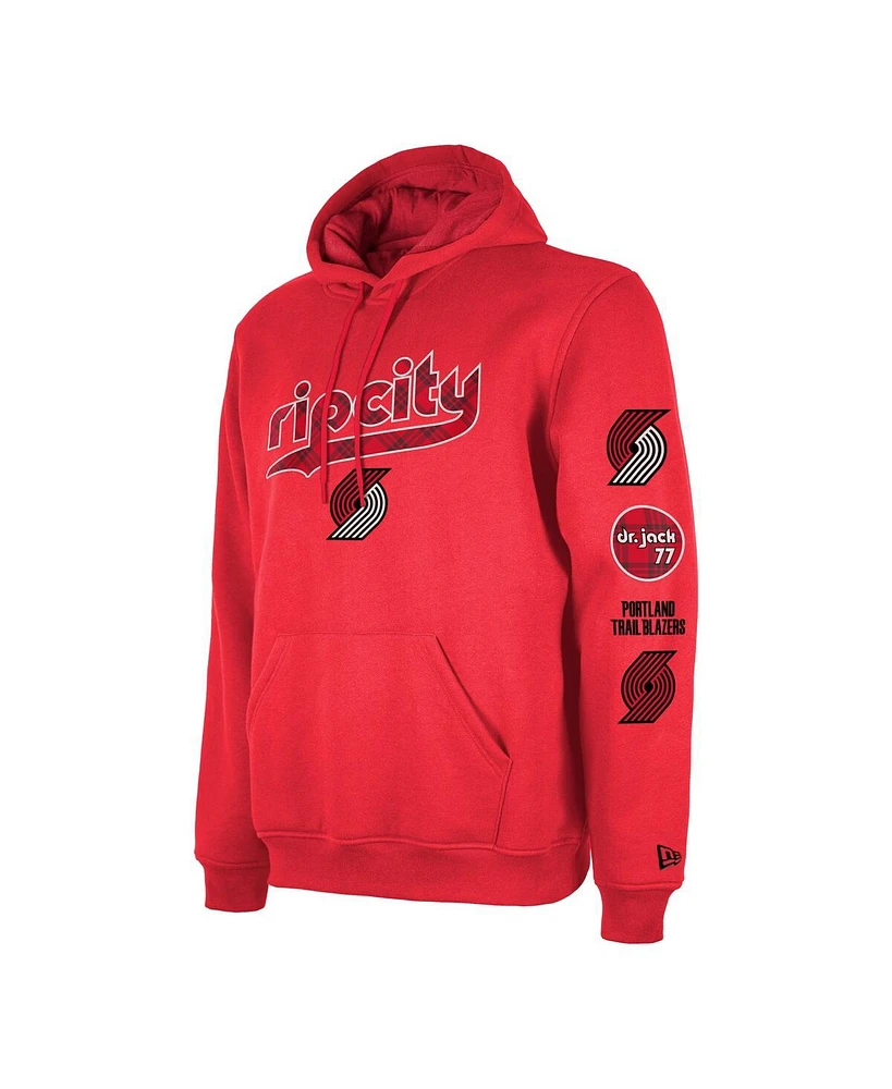 Men's New Era Red Portland Trail Blazers Big and Tall 2023/24 City Edition Jersey Pullover Hoodie