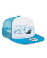 Men's New Era White, Blue Carolina Panthers Banger 9FIFTY Trucker Snapback Hat