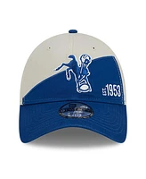 Men's New Era Cream, Royal Indianapolis Colts 2023 Sideline Historic 9TWENTY Adjustable Hat